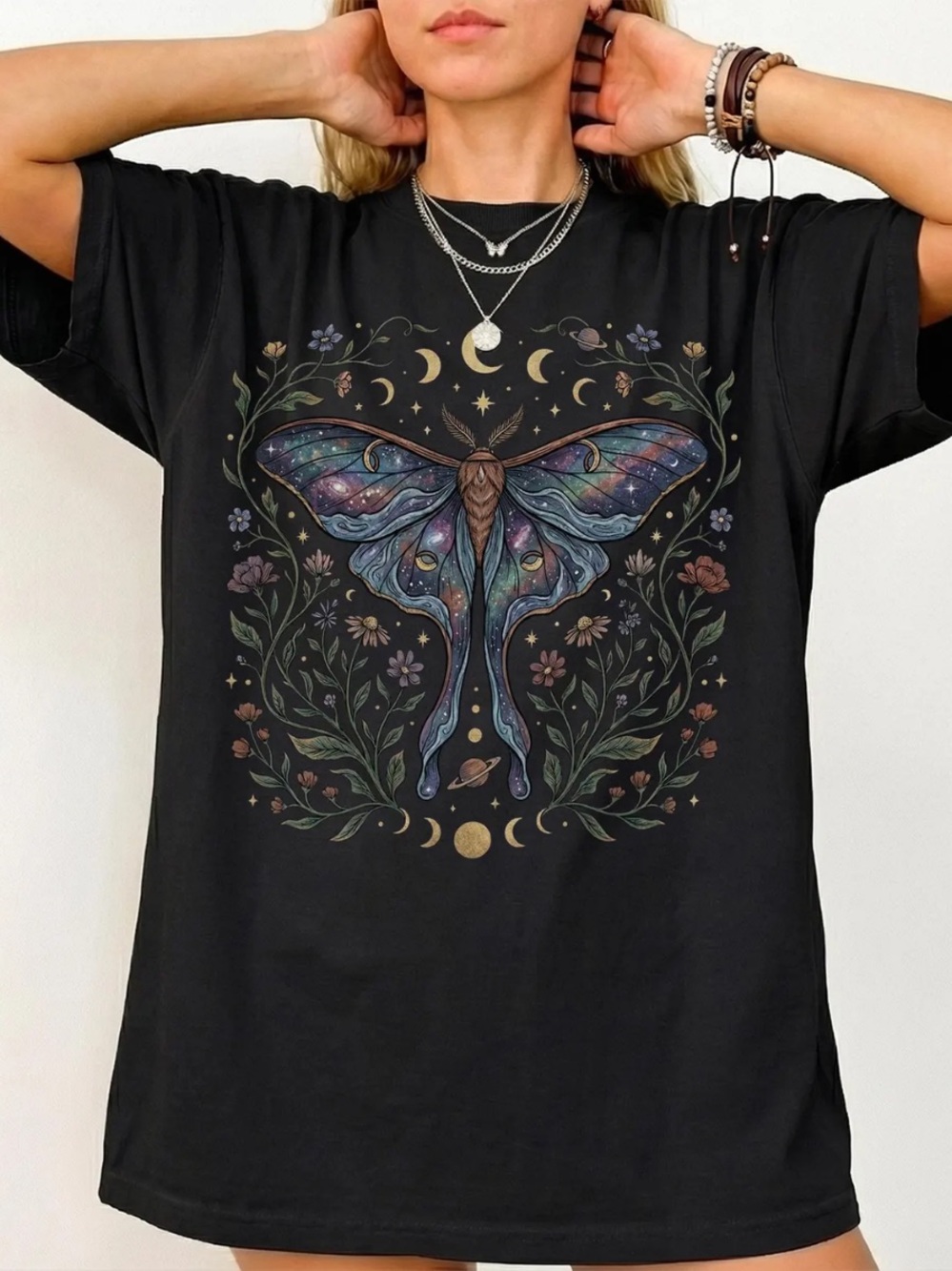 Comfort Colors Black Moon Moth Graphic Tee